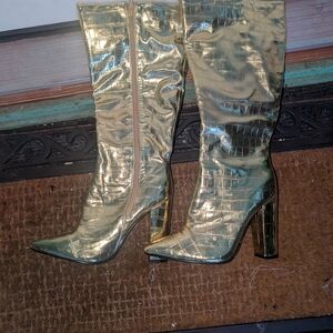 Gold Women's Knee-High Boots